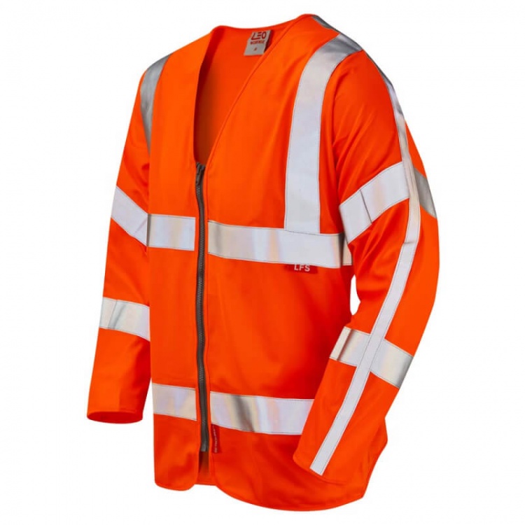 Leo Workwear S15-O Merton Class 3 LFS Sleeved Zip Waistcoat Orange